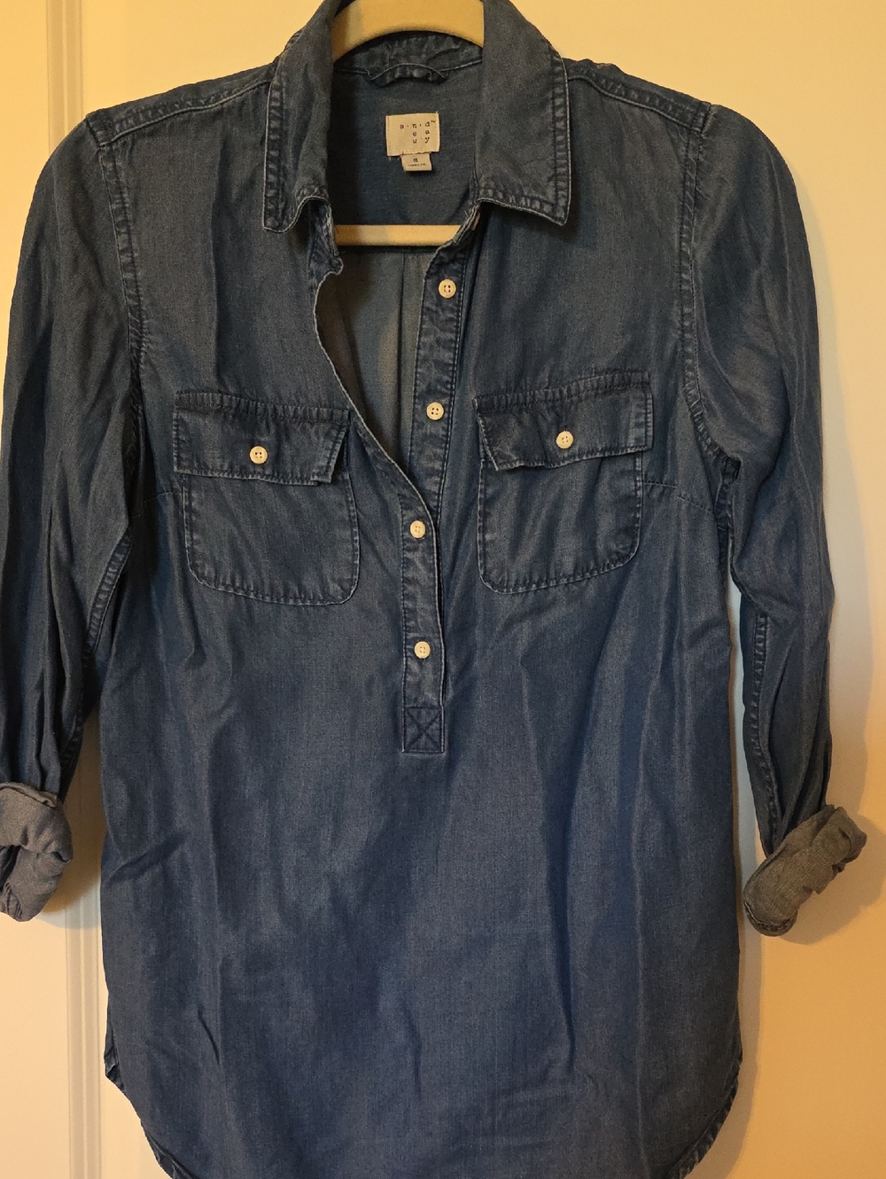 a new day Indigo Denim Pullover Button-Down Shirt